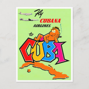 Vliegen naar Cuba, briefkaart van het klassieke vl