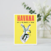Vliegen naar Cuba, oud briefkaart (Staand voorkant)
