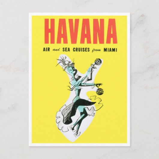 Vliegen naar Cuba, oud briefkaart (Voorkant)