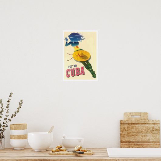Vliegen naar Cuba, poster van het klassieke vliegr (Keuken)