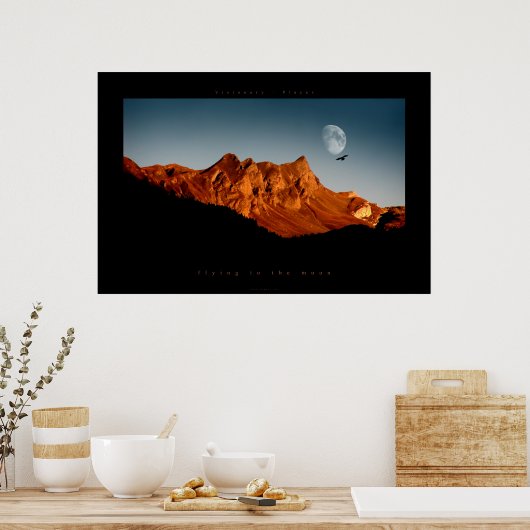 vliegen naar de maan poster (Keuken)