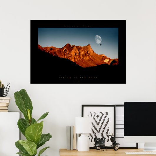 vliegen naar de maan poster (Thuiskantoor)