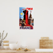 vliegen naar FRANCE Europe Mode Capital Old Airlin Poster (Keuken)