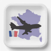 Vliegen naar Frankrijk Papieren Bordje (Voorkant)