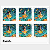 Vliegen naar Halloween Vierkante Sticker (Vel)