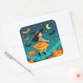 Vliegen naar Halloween Vierkante Sticker (Envelop)