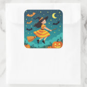 Vliegen naar Halloween Vierkante Sticker (Tas)