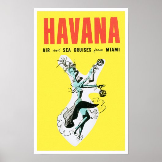 Vliegen naar Havana poster van het klassieke Cubaa (Voorkant)