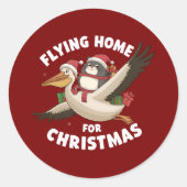 Vliegen naar huis voor Kerstmis Ronde Sticker (Voorkant)