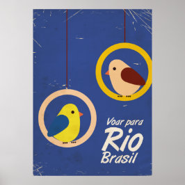 Vliegen naar Rio, Brazilië reisposter Blauwe versi Poster