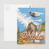 Vliegen naar Servische Cartoon Reisposter Briefkaart (Voorkant / Achterkant)