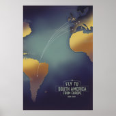 Vliegen naar Zuid-Amerika Van Europa kaart Poster (Voorkant)