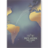 Vliegen naar Zuid-Amerika Van Europa kaart Sticker (Voorkant)