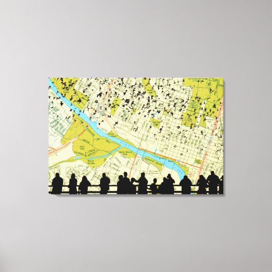 Vliegen op de Austin Bats Congress Bridge Canvas Afdruk (Voorkant)