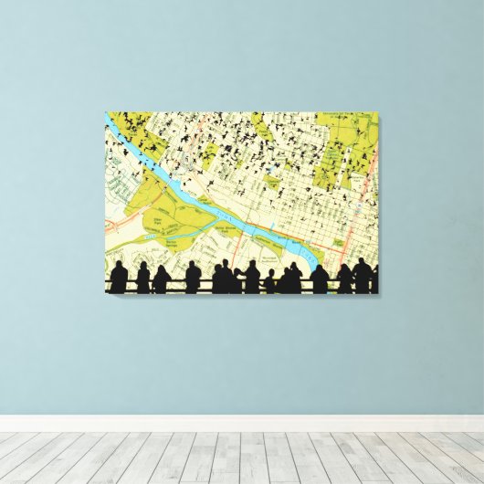 Vliegen op de Austin Bats Congress Bridge Canvas Afdruk (Insitu (Houten vloer))