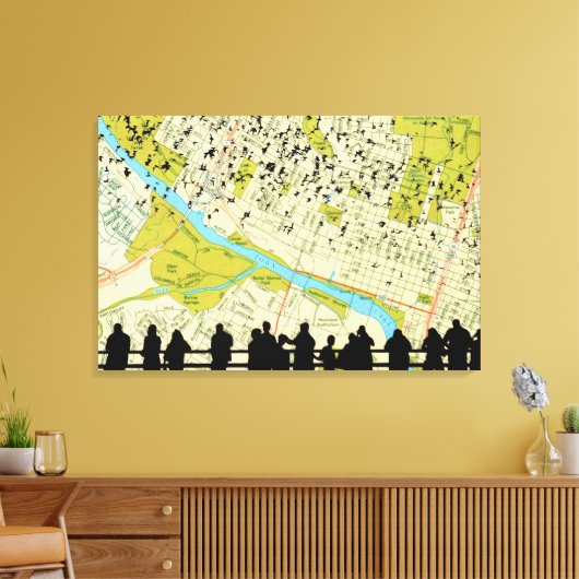 Vliegen op de Austin Bats Congress Bridge Canvas Afdruk (Insitu (Woonkamer))