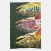 Vliegen op drie grote forel theedoek (Verticaal)