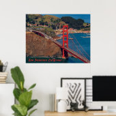 Vliegen over San Francisco Golden Gate Bridge Poster (Thuiskantoor)