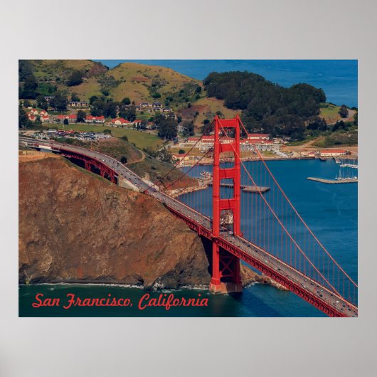 Vliegen over San Francisco Golden Gate Bridge Poster (Voorkant)