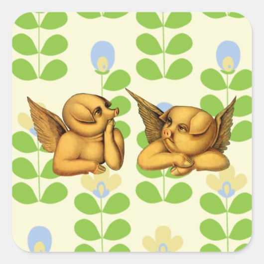 Vliegen tegen engels met vleugels Fantasy Animals  Vierkante Sticker (Voorkant)