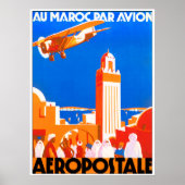 Vliegen tegen Marokko Air. Aeropostale Poster (Voorkant)