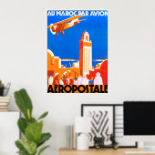Vliegen tegen Marokko Air. Aeropostale Poster (Thuiskantoor)