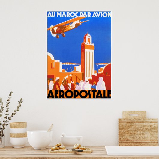 Vliegen tegen Marokko Air. Aeropostale Poster (Keuken)