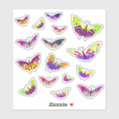 Vliegen veelkleurige vlinders sticker (Vel)