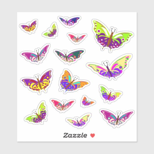 Vliegen veelkleurige vlinders sticker (Vel)