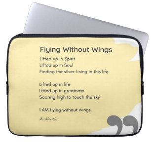 Vliegen zonder vleugels gedicht geel laptop sleeve
