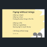 Vliegen zonder vleugels gedicht gele muur art deco poster<br><div class="desc">Bij MotherEagle Inspires combineren we de zielroerende kracht van poëzie met prachtig vervaardigde alledaagse items tot creëer-geschenken die uw ruimte inspireren, troosten en verheffen. Elk product, van mokken en kleding tot huisdecoratie en briefpapier, bevat originele gedichten die zijn ontworpen om met je hart te resoneren en vreugde te wekken in...</div>