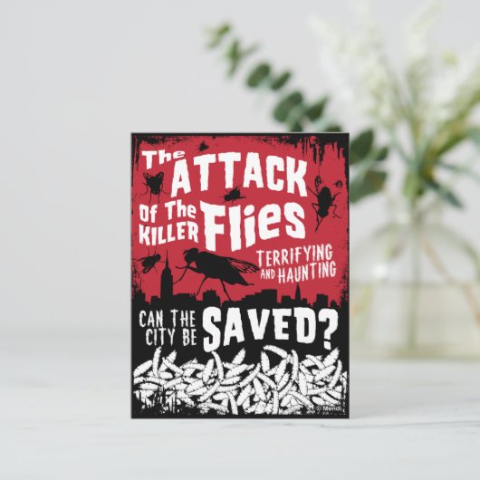 Vliegenaanval! Briefkaart (Staand voorkant)