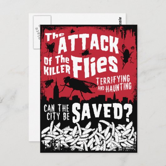Vliegenaanval! Briefkaart (Voorkant / Achterkant)