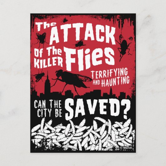 Vliegenaanval! Briefkaart (Voorkant)