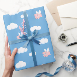 Vliegend Biggetje Cute Biggetje met Vleugels Patro Cadeaupapier
