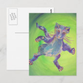 vliegend blauw briefkaart van katten (Voorkant / Achterkant)