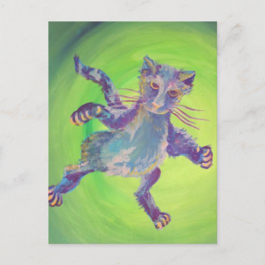 vliegend blauw briefkaart van katten (Voorkant)