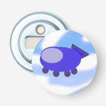 Vliegend blauw ruimteschip