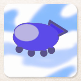 Vliegend blauw ruimteschip kartonnen onderzetters