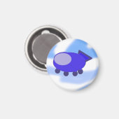 Vliegend blauw ruimteschip magneet (Voorkant / Achterkant)