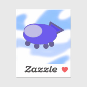 Vliegend Blauw Ruimteschip Sticker