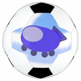 Vliegend blauw ruimteschip voetbal