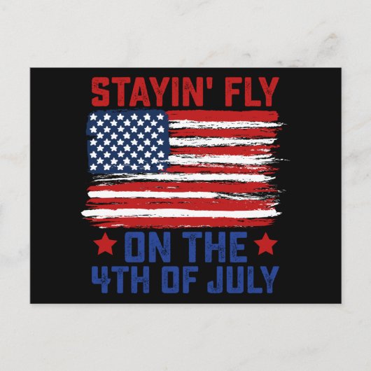 Vliegend blijven op de 4e juli Amerikaanse vlag VS Briefkaart (Voorkant)