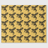 Vliegend Draak Ontwerp Goud Cadeaupapier (Vlak)