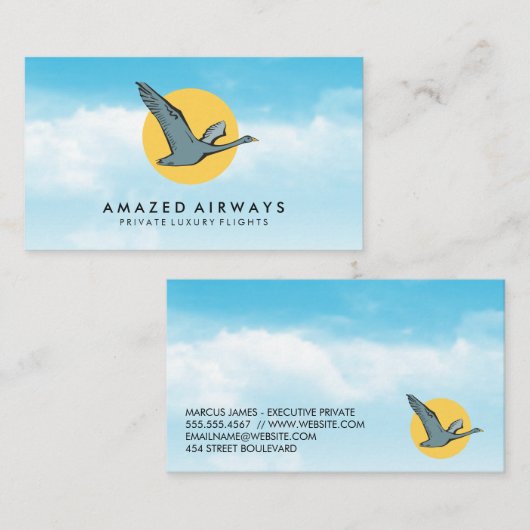 Vliegend gans in de hemel visitekaartje (Voorkant / Achterkant)