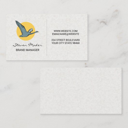 Vliegend gans pictogram | Achtergrond papierstruct Visitekaartje (Voorkant / Achterkant)