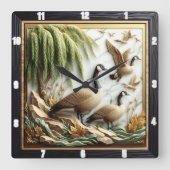 vliegend ganzenbos vierkante klok (Voorkant)