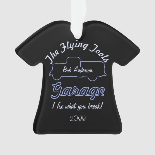 Vliegend gereedschap garage Kerstversiering Ornament (voorkant)