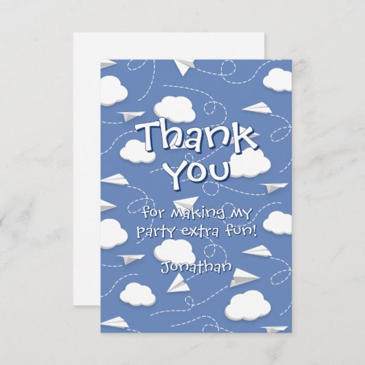Vliegend gevouwen papier Vliegtuigen Verjaardag Be Bedankkaart (Voorkant / Achterkant)