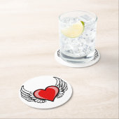 vliegend hart van liefde ronde kartonnen onderzetter (Insitu)